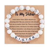 Sister Birthday Gifts from Sister, Sister Bracelet Jewelry for Girls Soul Sister Unbiological Gifts Best Friend Bracelets for Women (Big White) T025-Sister C